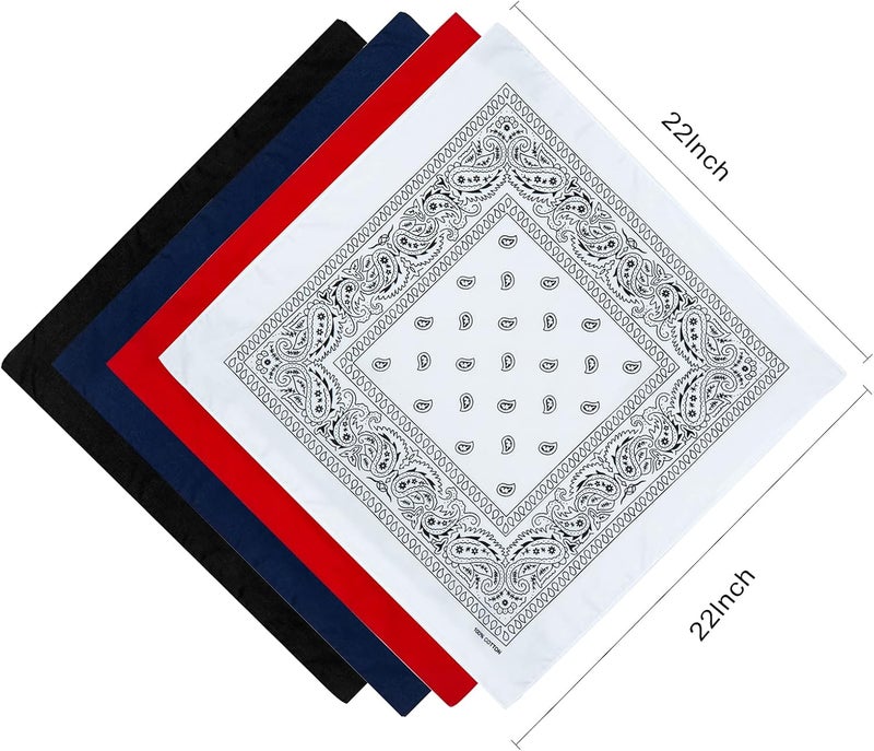 la ceida Store Cotton Bandanas for Men & Women Paisley Cowboy Bandana Handkerchiefs for Hair 22x22 - Image 5